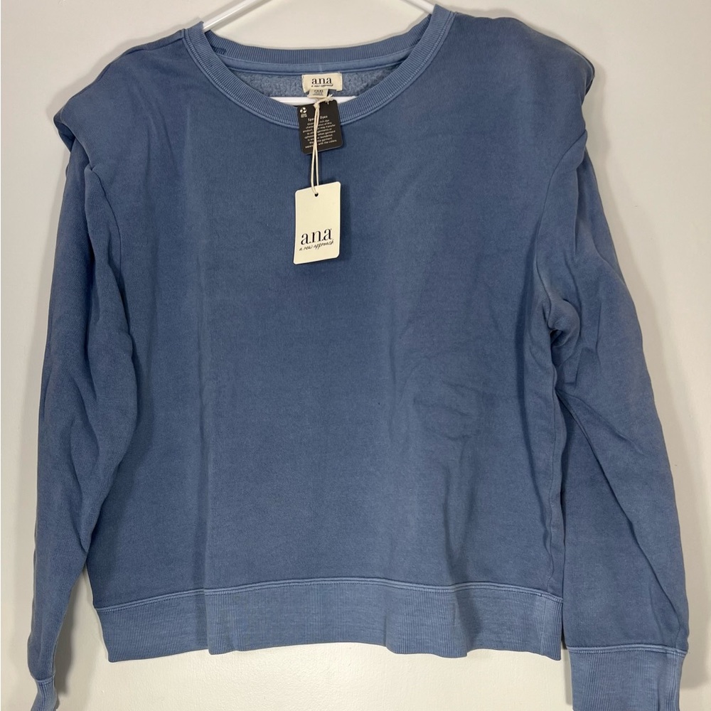 a.n.a Women’s crew neck, drop shoulder sleeve, blue/Jeans color, size PXXL